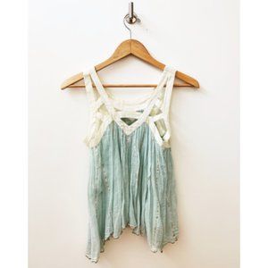 Free People Cutout Flowy Top in Seafoam